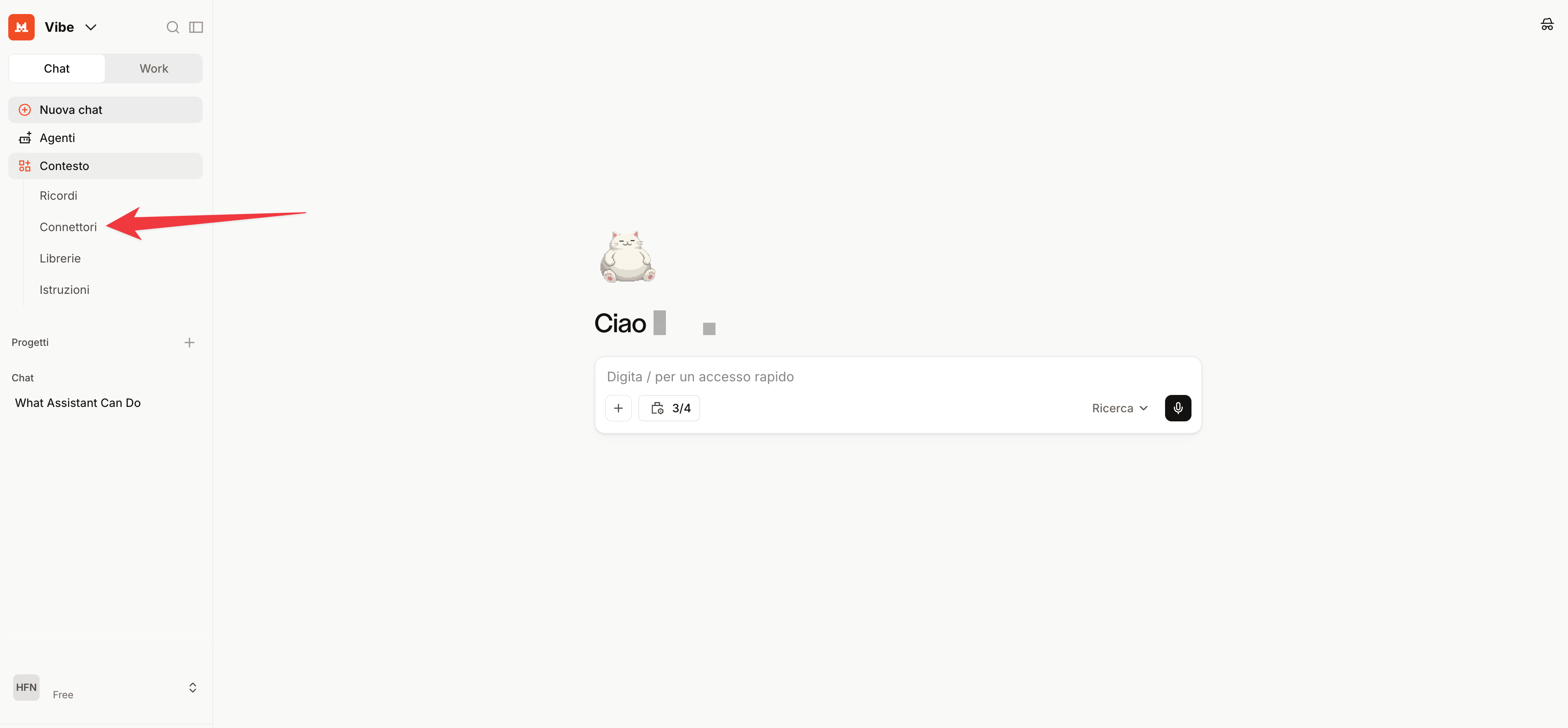 Clicca su Connettori nella sidebar